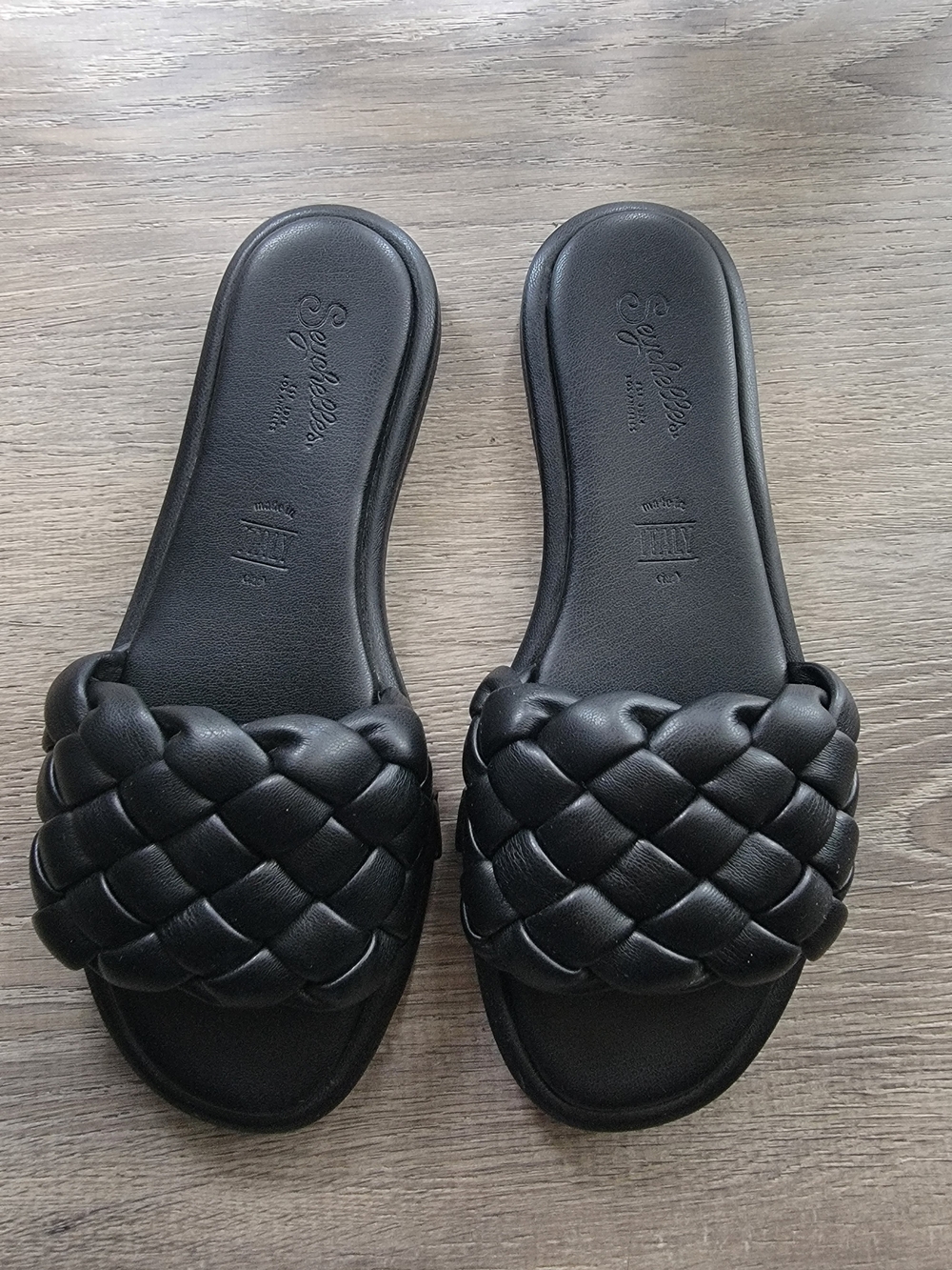 Seychelles Black Braided Slide Sandals